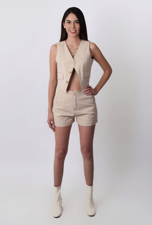 Safari Conjunto Mini Shorts y Chaleco